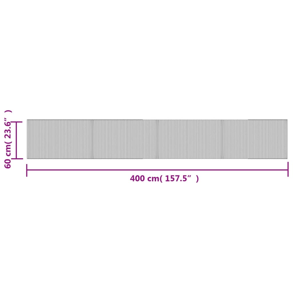 vidaXL Teppich Rechteckig Grau 60x400 cm Bambus