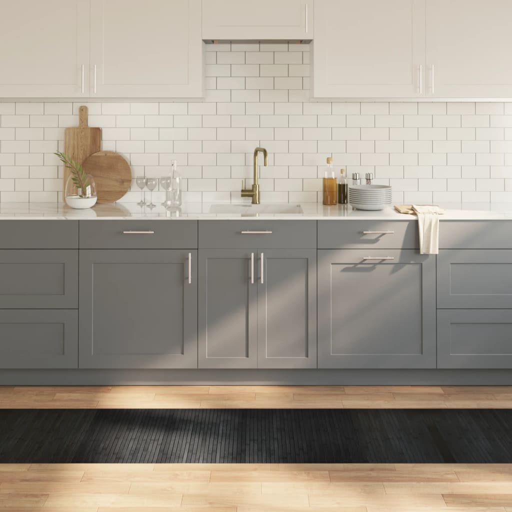 vidaXL Teppich Rechteckig Grau 60x400 cm Bambus