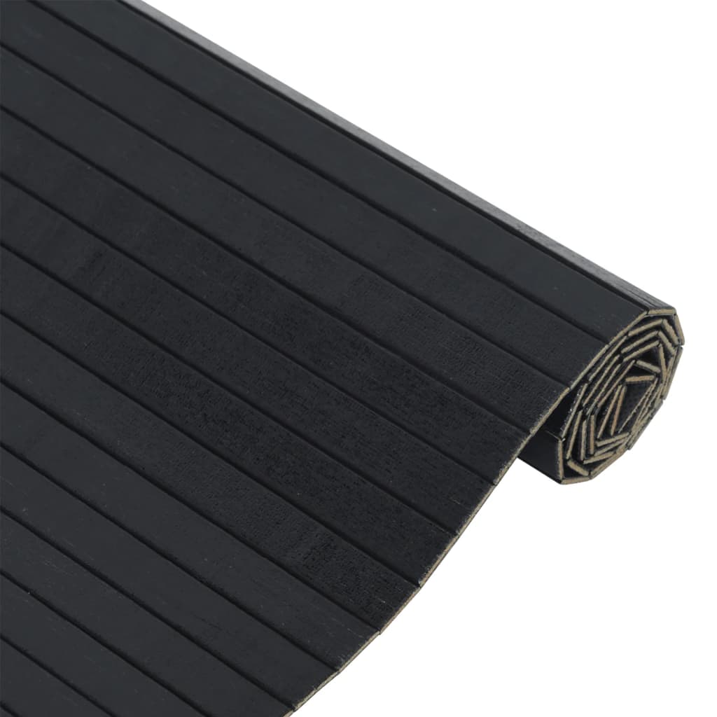vidaXL Teppich Rechteckig Schwarz 70x200 cm Bambus