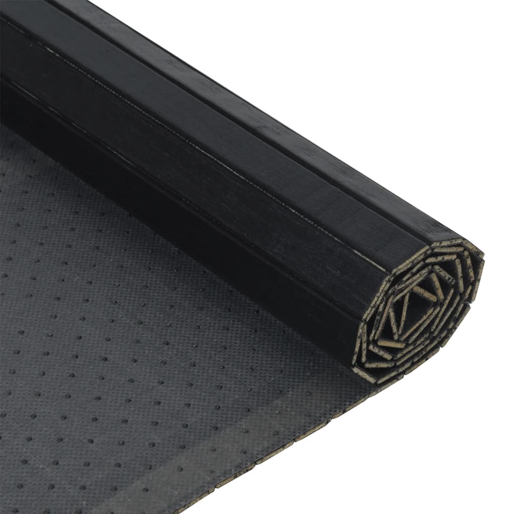 vidaXL Teppich Rechteckig Schwarz 70x200 cm Bambus