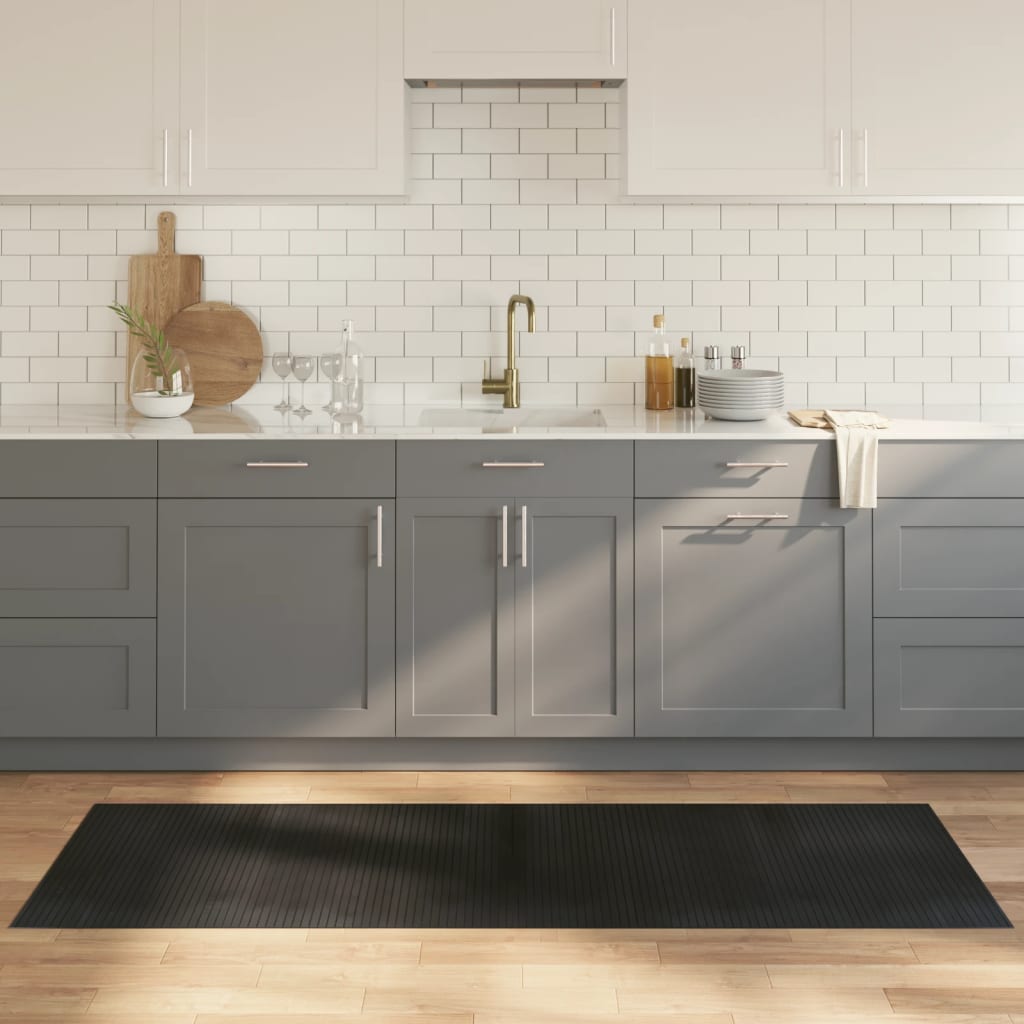 vidaXL Teppich Rechteckig Schwarz 70x200 cm Bambus