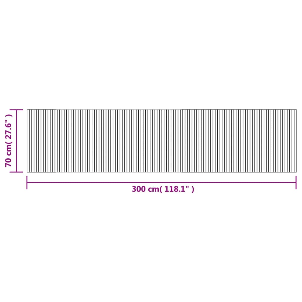 vidaXL Teppich Rechteckig Schwarz 70x300 cm Bambus