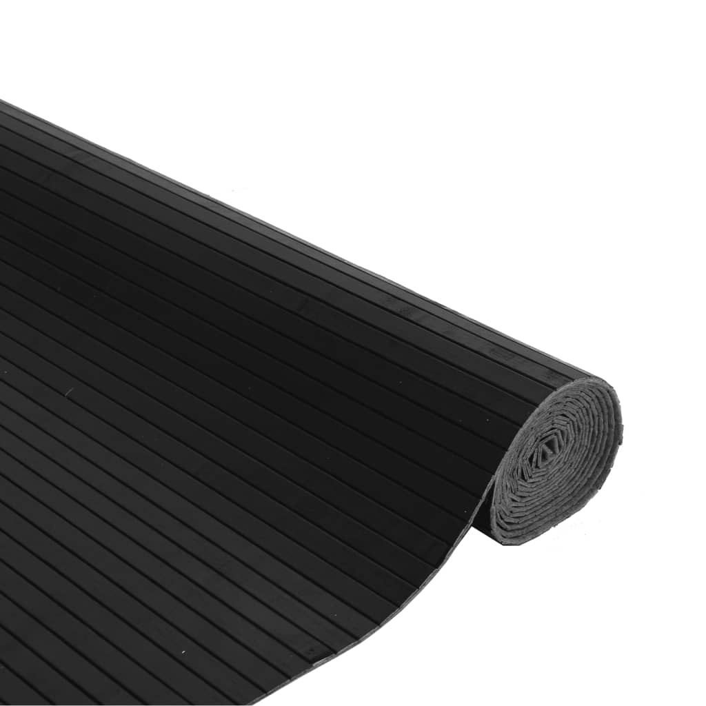 vidaXL Teppich Rechteckig Schwarz 80x500 cm Bambus