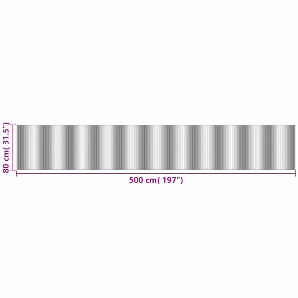 vidaXL Teppich Rechteckig Schwarz 80x500 cm Bambus