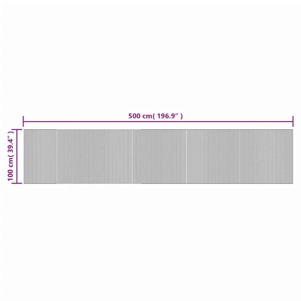 vidaXL Teppich Rechteckig Schwarz 100x500 cm Bambus