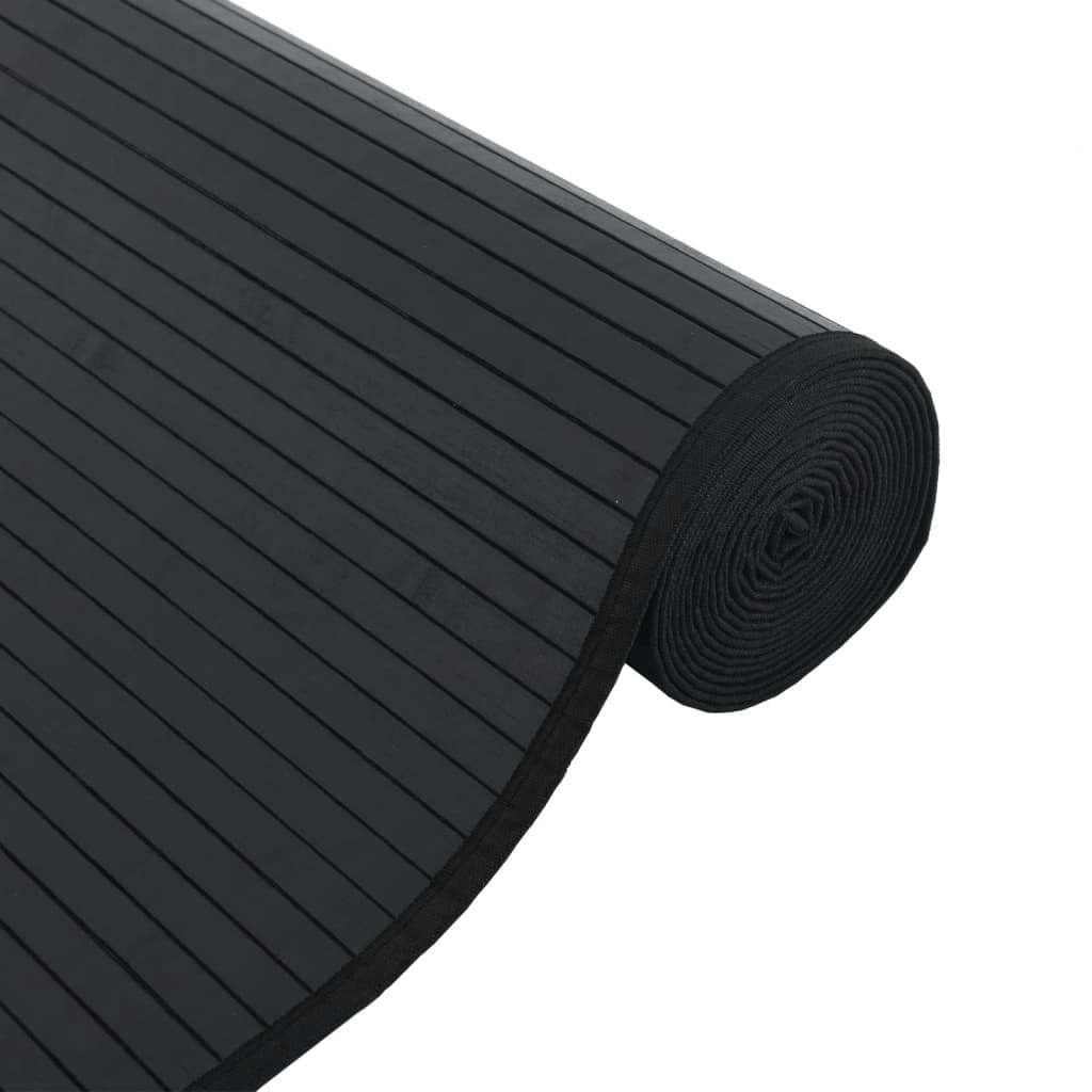 vidaXL Teppich Rechteckig Schwarz 60x100 cm Bambus
