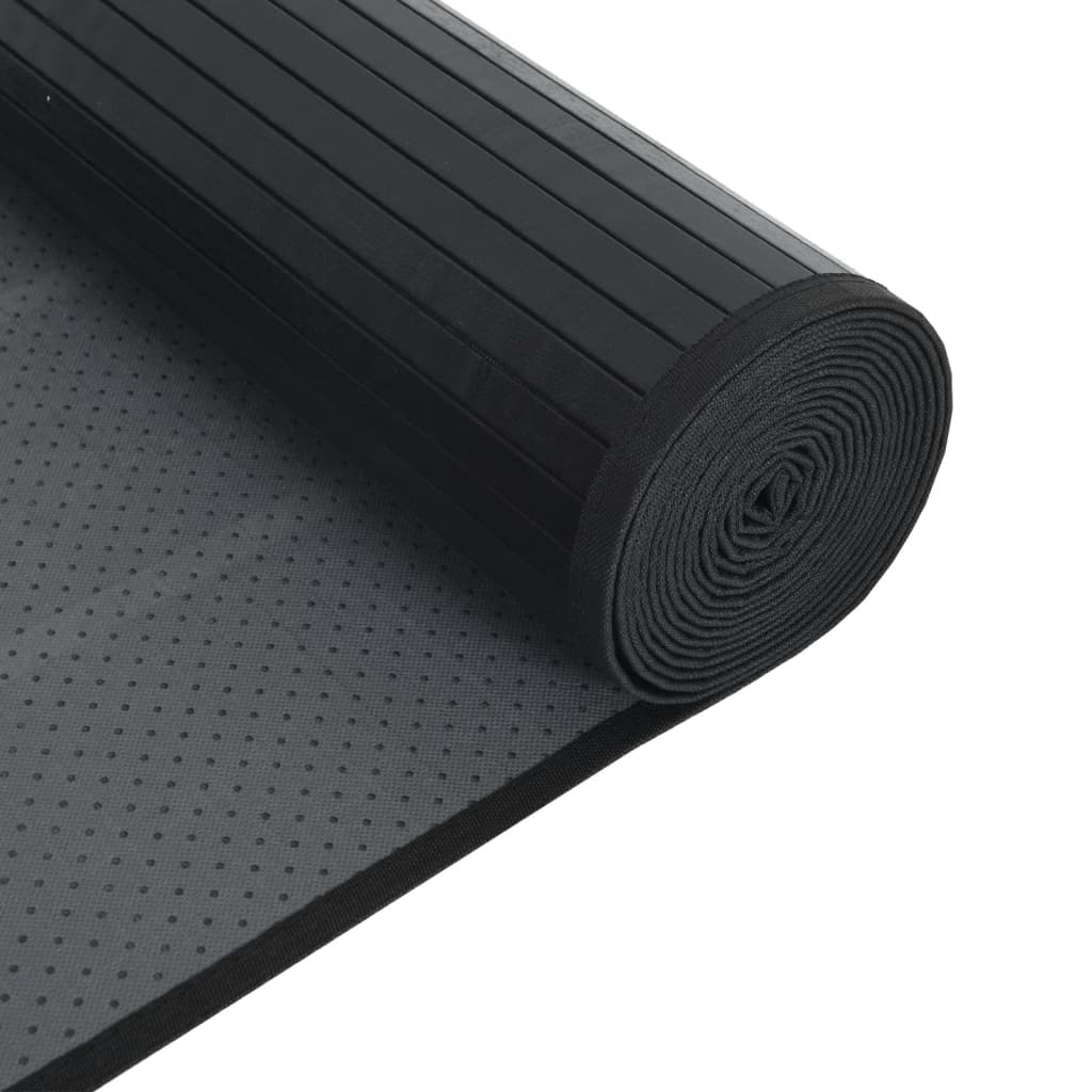 vidaXL Tapis rectangulaire Noir 60x200 cm Bambou