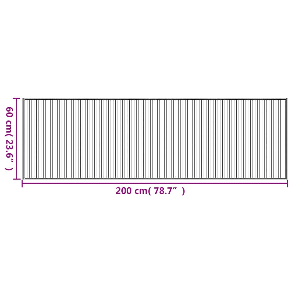 vidaXL Tapis rectangulaire Noir 60x200 cm Bambou