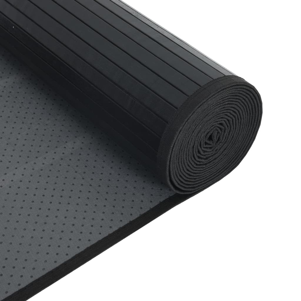 vidaXL Tapis rectangulaire Noir 70x100 cm Bambou
