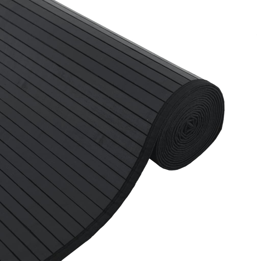 vidaXL Tapis rectangulaire noir 70x200 cm bambou