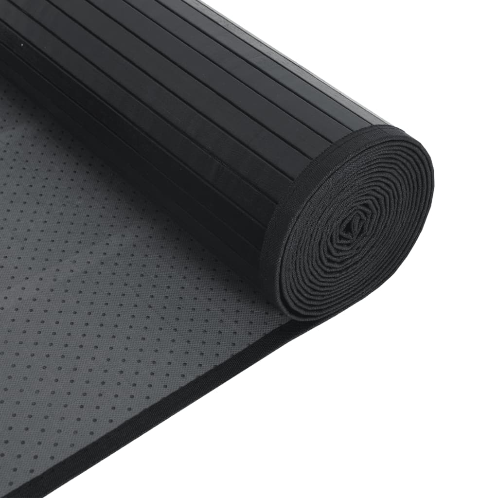vidaXL Teppich Rechteckig Schwarz 70x1000 cm Bambus