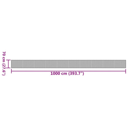 vidaXL Tapis rectangulaire gris 70x1000 cm Bambou