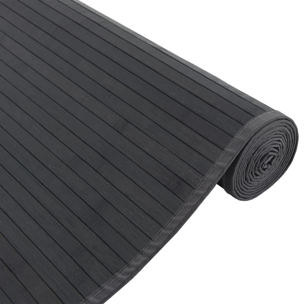 vidaXL Teppich Rechteckig Schwarz 80x300 cm Bambus