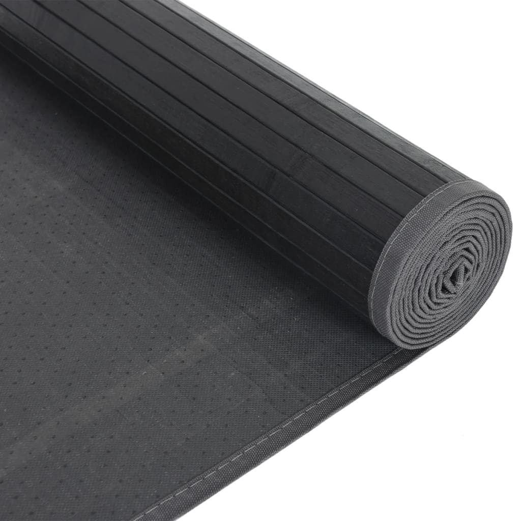 vidaXL Teppich Rechteckig Schwarz 80x400 cm Bambus