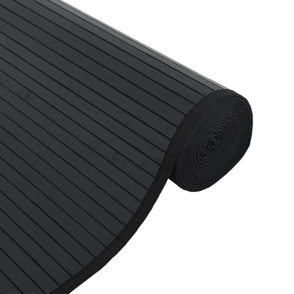 vidaXL Tapis carré noir 100x100 cm bambou