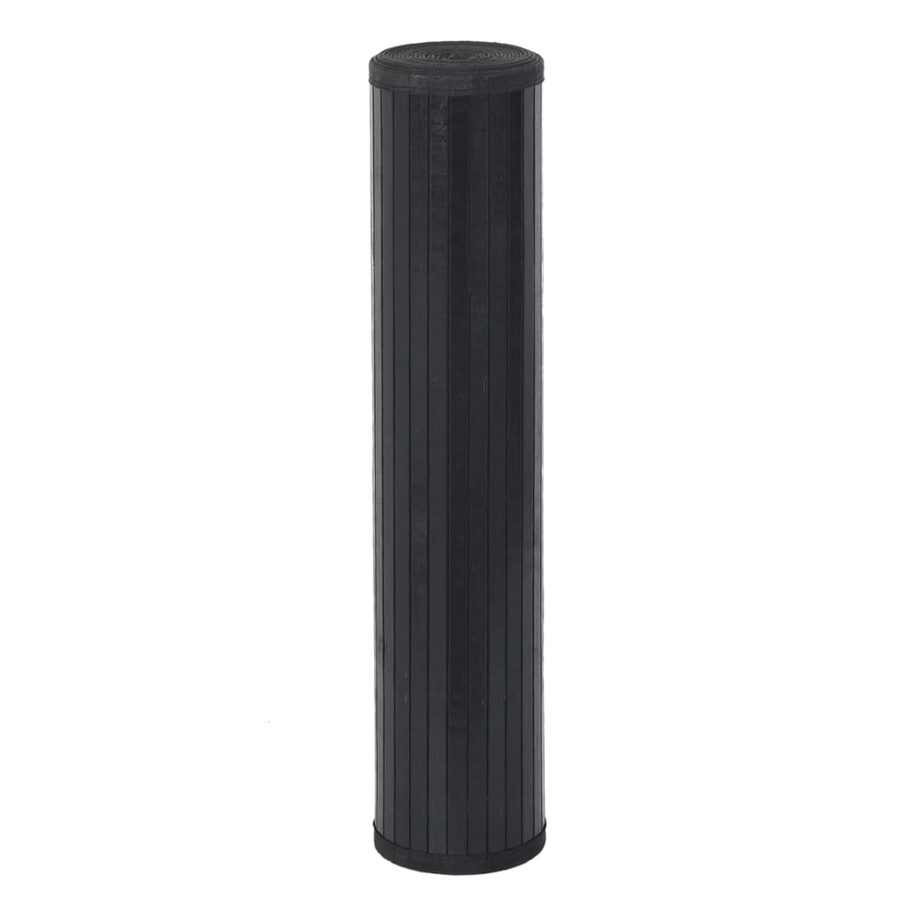 vidaXL Teppich Rechteckig Schwarz 100x200 cm Bambus