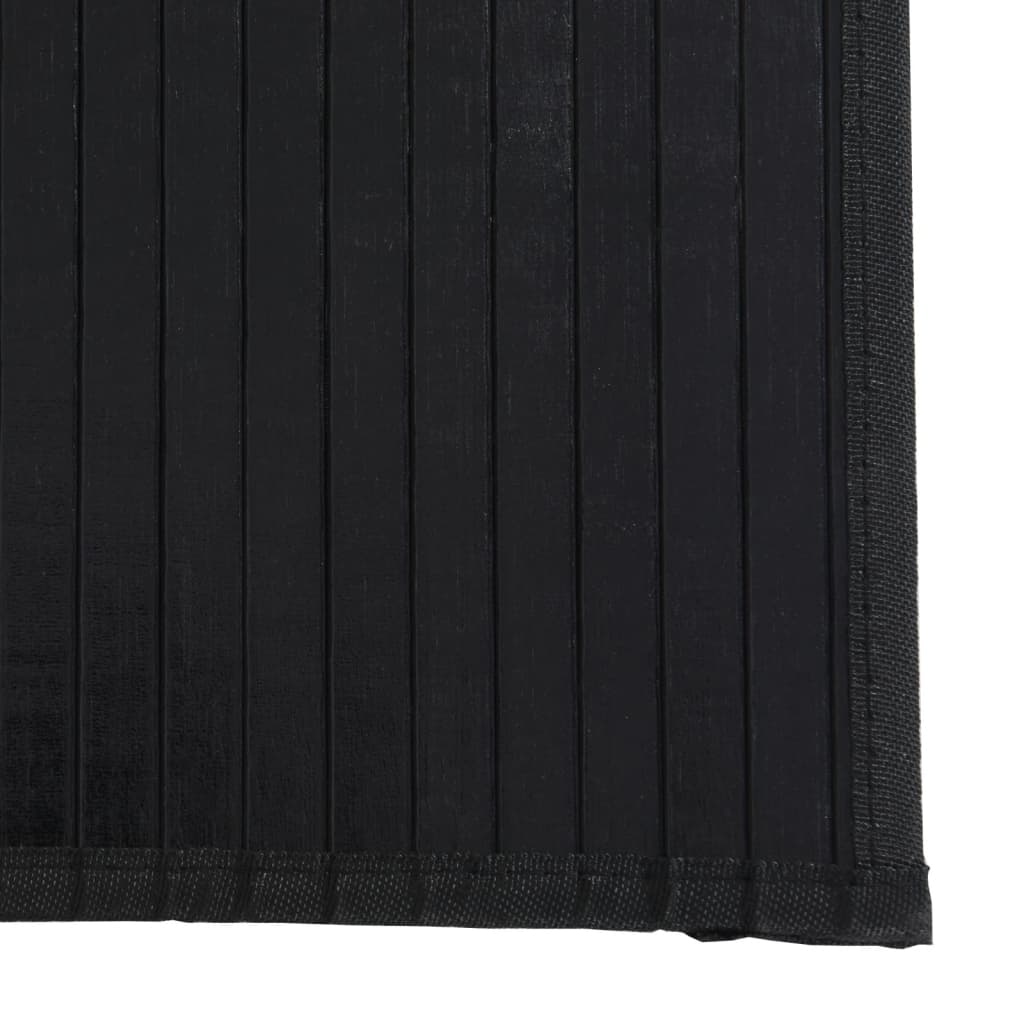 vidaXL Teppich Rechteckig Schwarz 100x200 cm Bambus