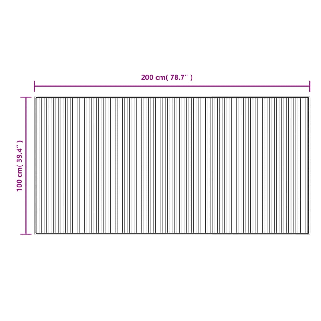 vidaXL Teppich Rechteckig Schwarz 100x200 cm Bambus