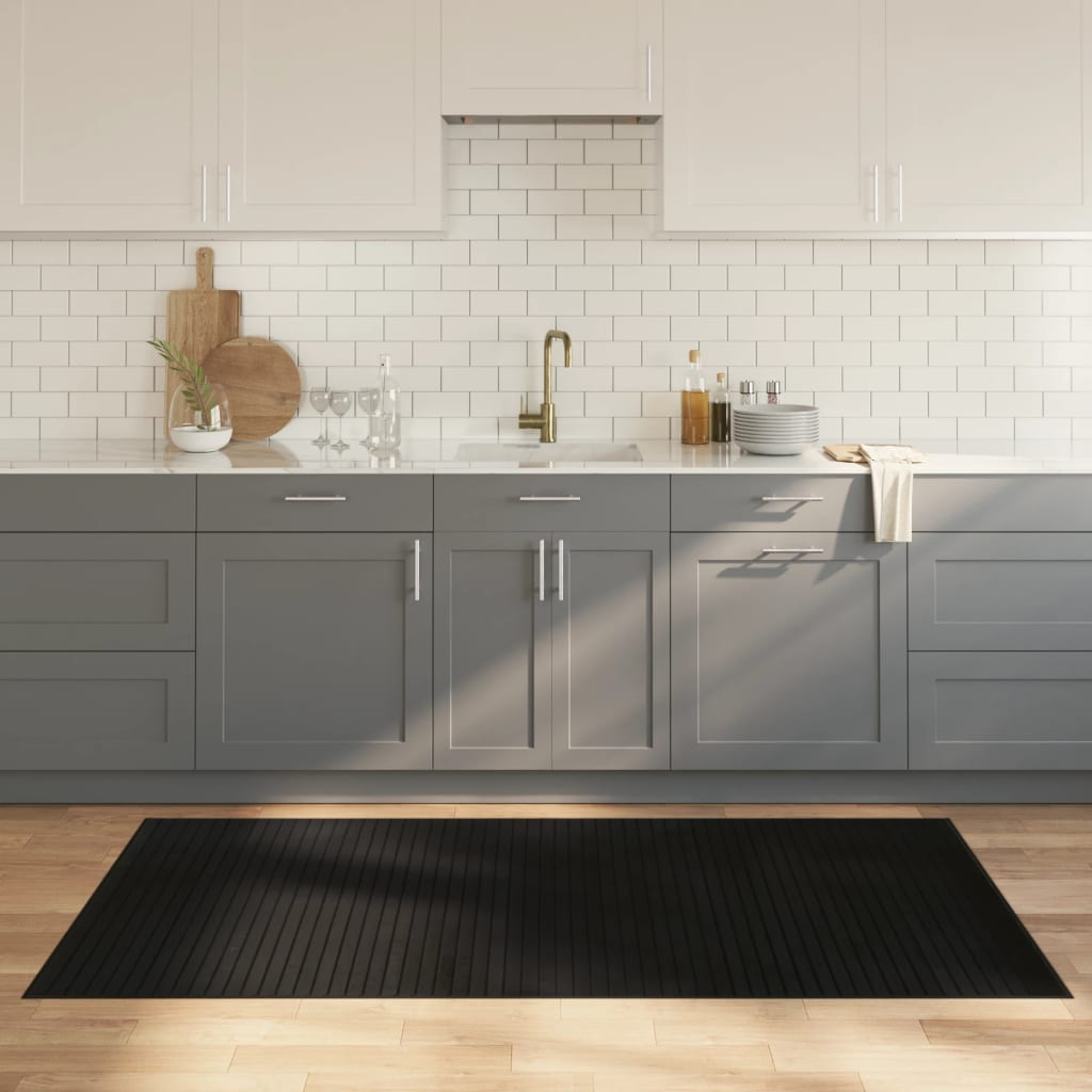 vidaXL Teppich Rechteckig Schwarz 100x200 cm Bambus