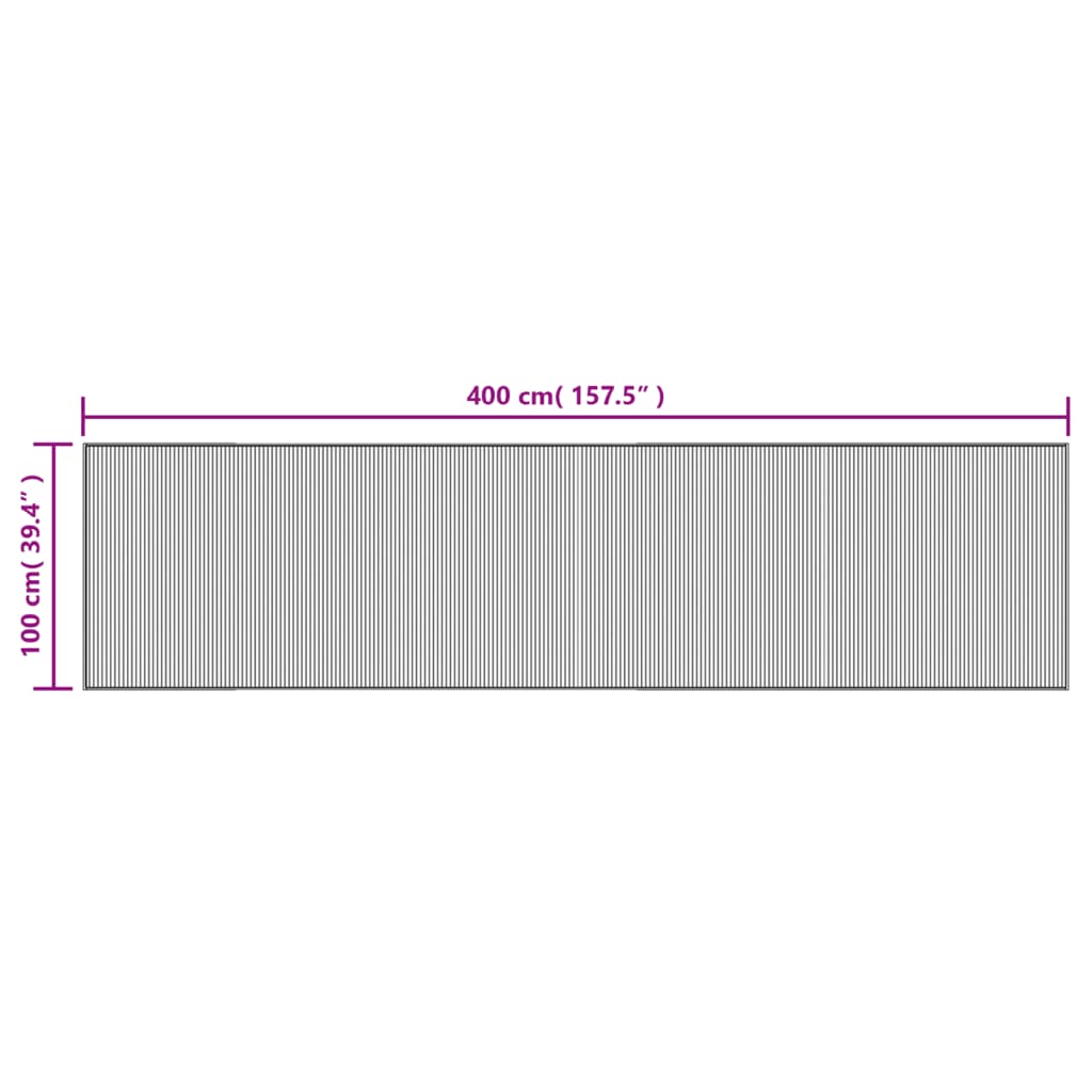 vidaXL Tapis rectangulaire Noir 100x400 cm Bambou