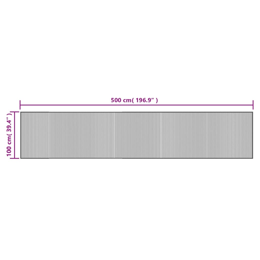 vidaXL Teppich Rechteckig Grau 100x500 cm Bambus