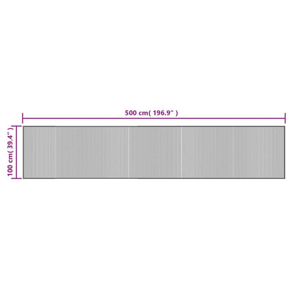 vidaXL Teppich Rechteckig Grau 100x500 cm Bambus
