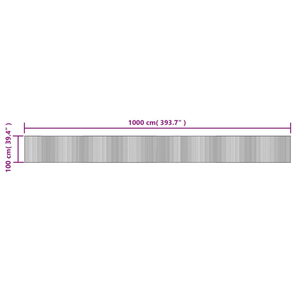 vidaXL Teppich Rechteckig Grau 100x1000 cm Bambus