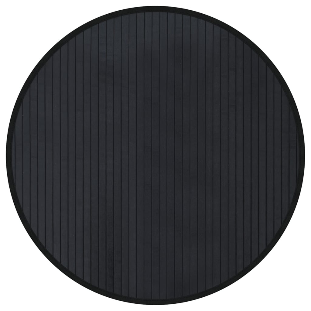 vidaXL Teppich Rund Schwarz 60 cm Bambus
