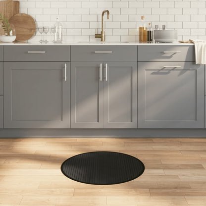 vidaXL Teppich Rund Schwarz 60 cm Bambus