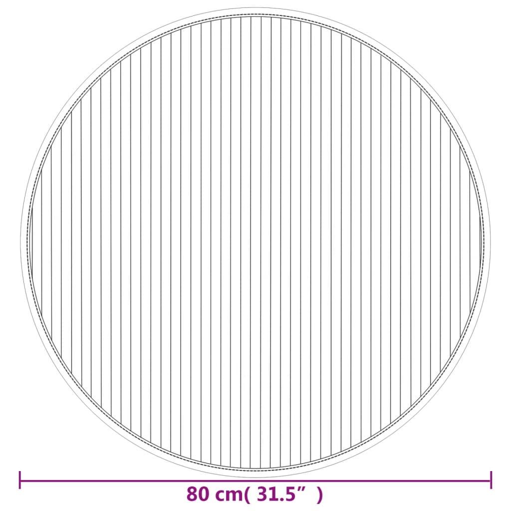 vidaXL Teppich Rund Schwarz 80 cm Bambus