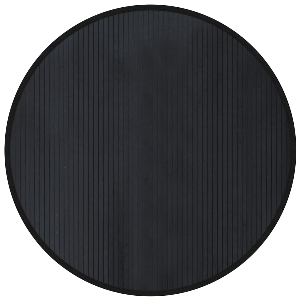 vidaXL Teppich Rund Schwarz 100 cm Bambus