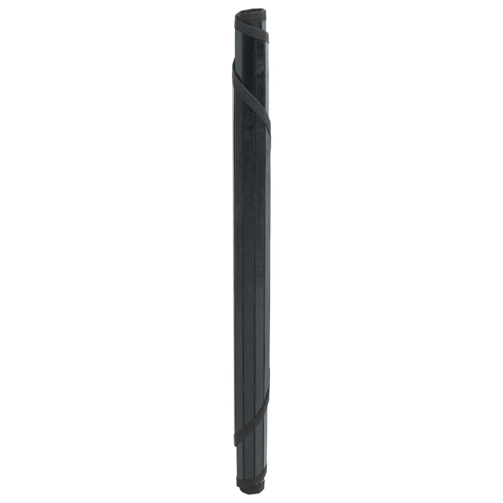 vidaXL Teppich Rund Schwarz 100 cm Bambus