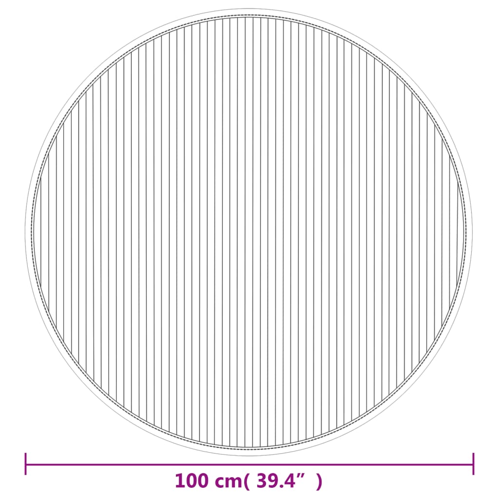 vidaXL Teppich Rund Schwarz 100 cm Bambus