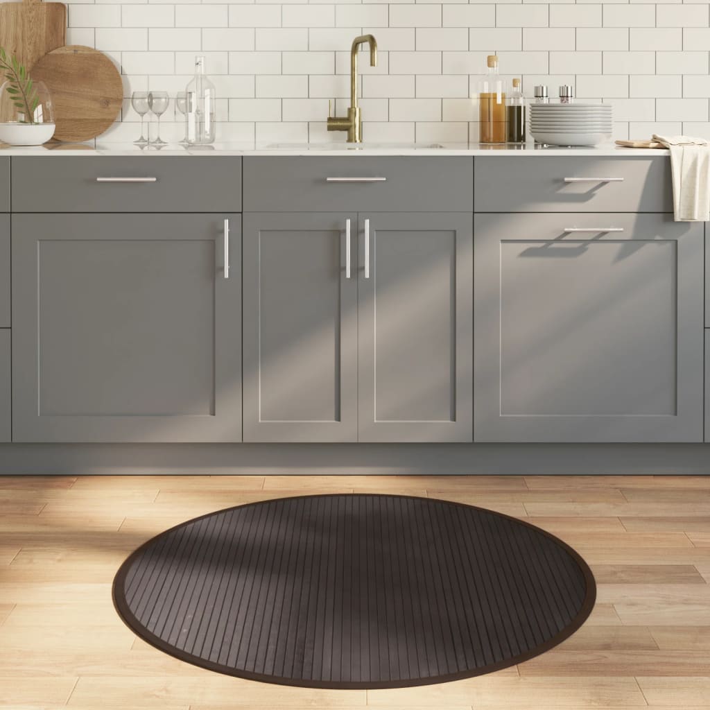 vidaXL Tapis Rond Marron Foncé 100 cm Bambou