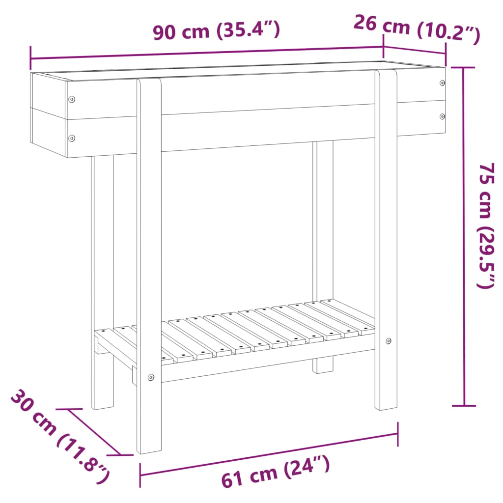 vidaXL Hochbeet 90x30x75 cm Massivholz Akazie