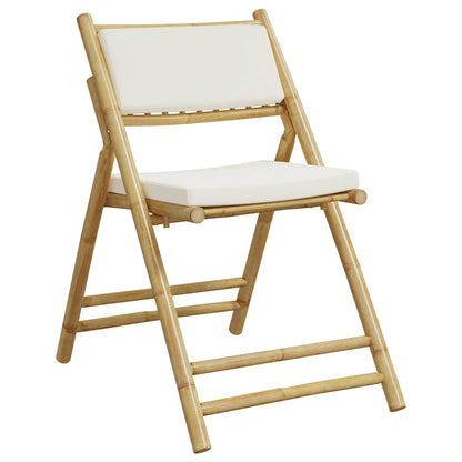 vidaXL Chaises de bistrot 2 pcs. Pliables avec coussins blanc crème Bambou