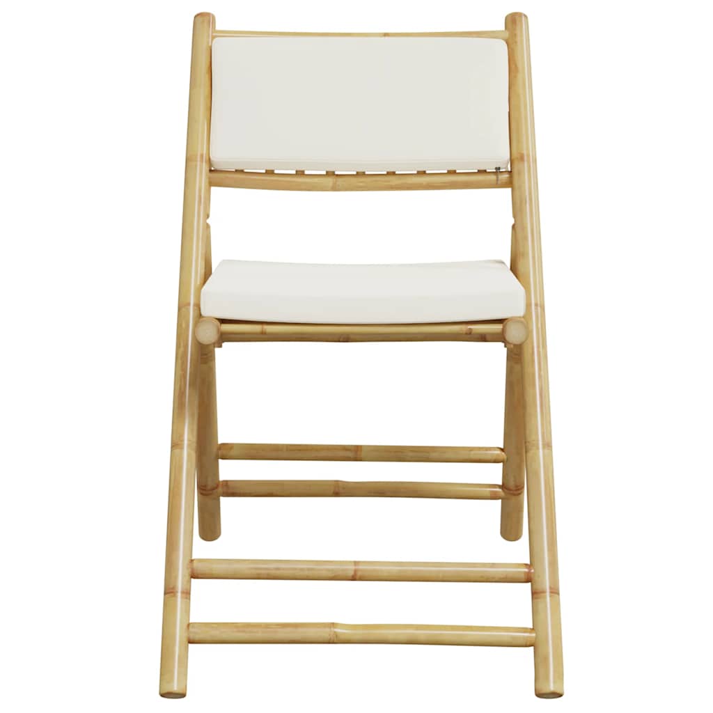vidaXL Chaises de bistrot 2 pcs. Pliables avec coussins blanc crème Bambou