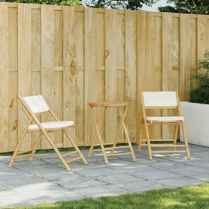vidaXL Chaises de bistrot 2 pcs. Pliables avec coussins blanc crème Bambou