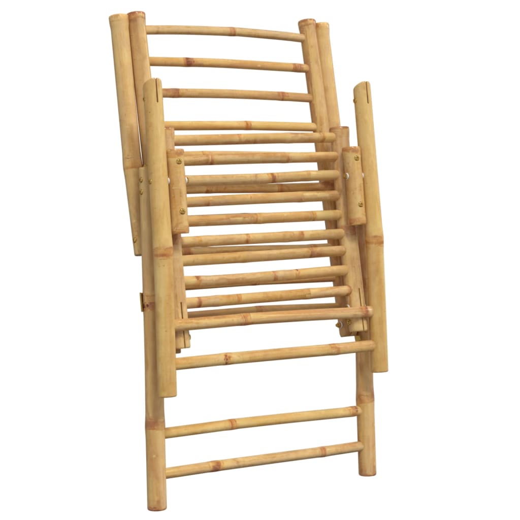 vidaXL Gartenstühle Klappbar Verstellbar 2 Stk. mit Kissen Bambus