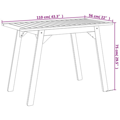 vidaXL Table de salle à manger de jardin 110x56x75 cm Bois d'acacia massif