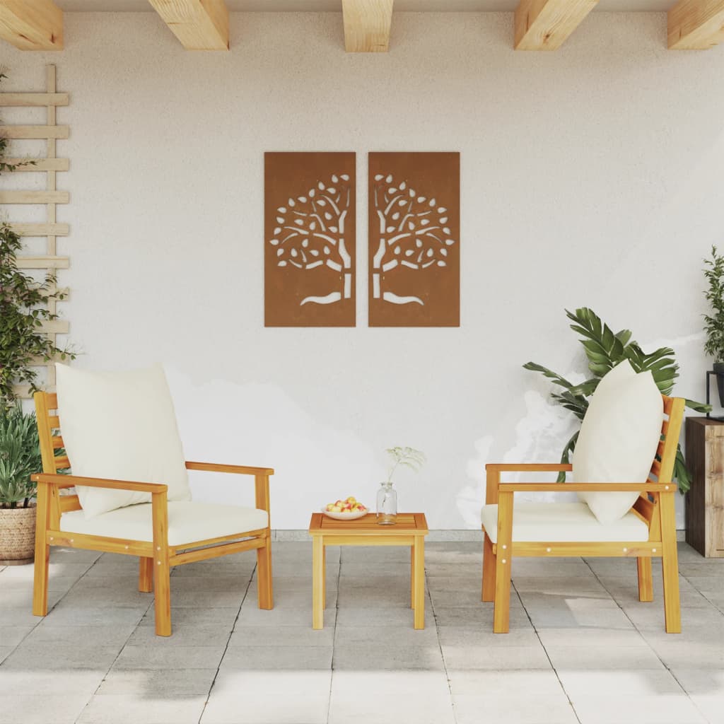 vidaXL Chaises de jardin 2 pcs avec coussins en bois d'acacia massif