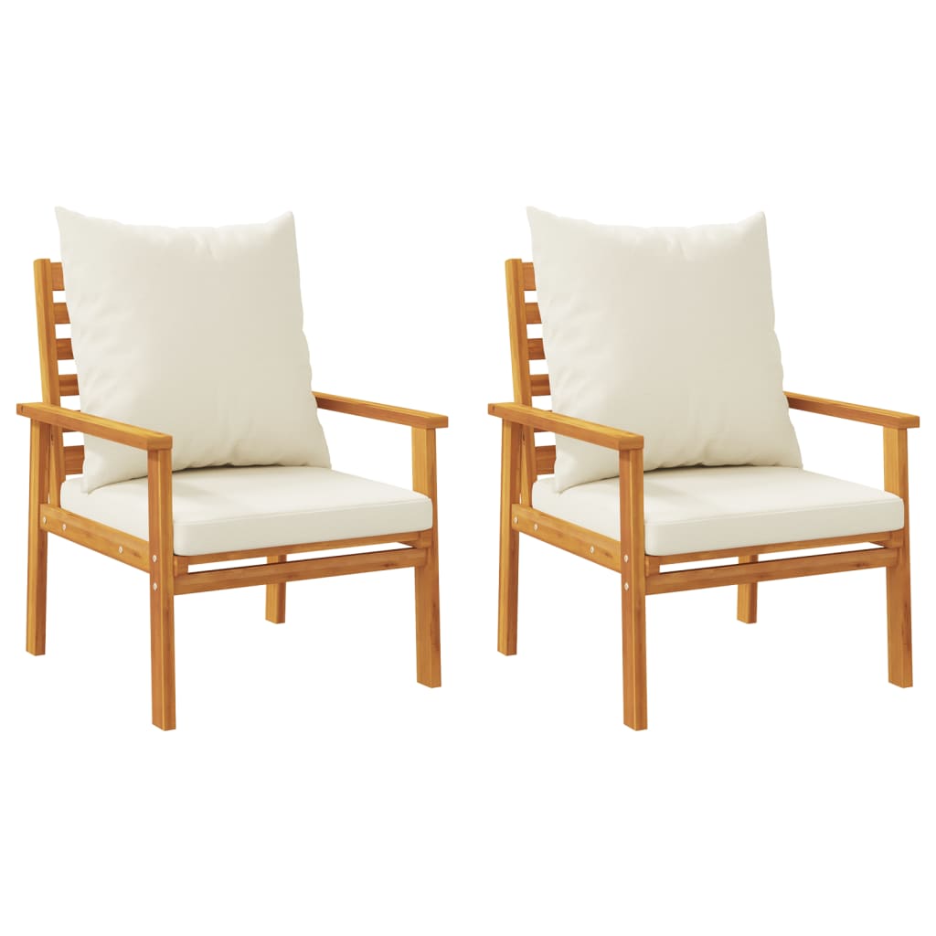 vidaXL Chaises de jardin 2 pcs avec coussins en bois d'acacia massif