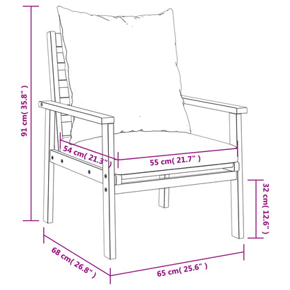 vidaXL Chaises de jardin 2 pcs avec coussins en bois d'acacia massif