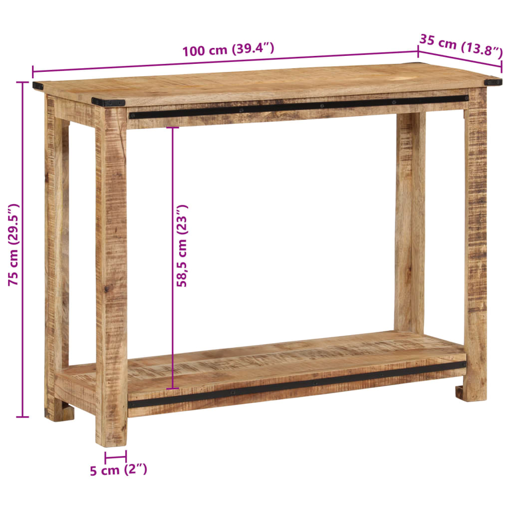 vidaXL Table console 100x35x75 cm Bois de manguier massif