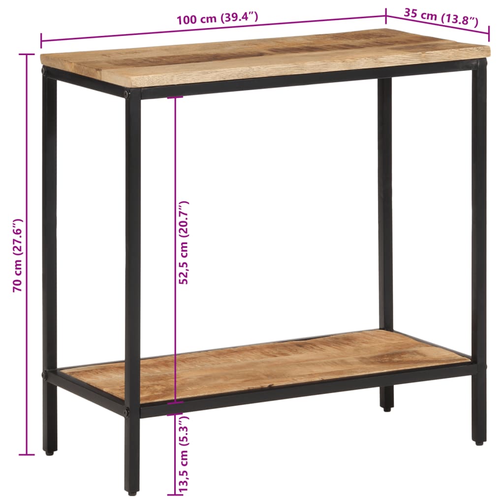 vidaXL Console 100x35x70 cm Bois de manguier massif brut