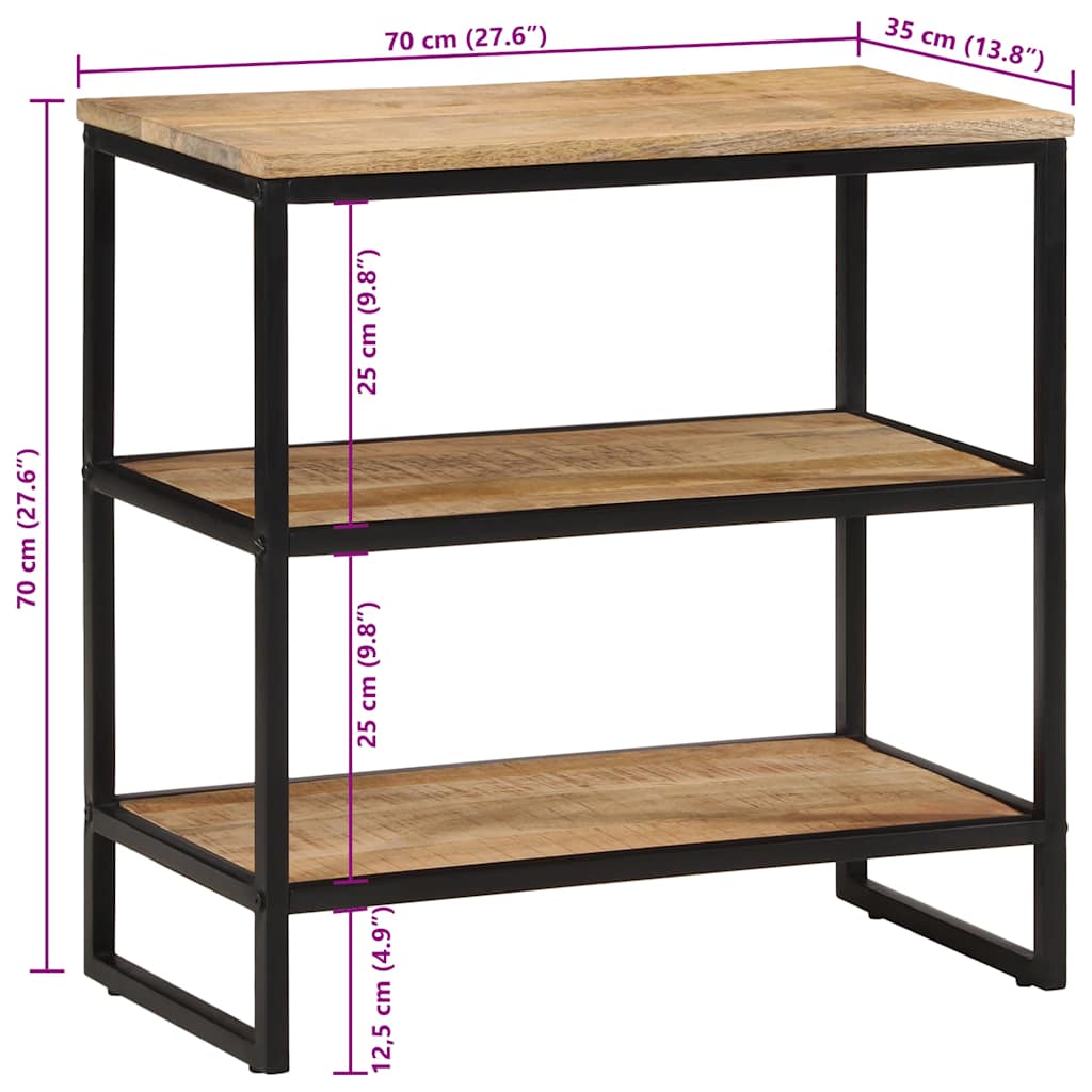 vidaXL Console 70x35x70 cm Bois de manguier massif brut