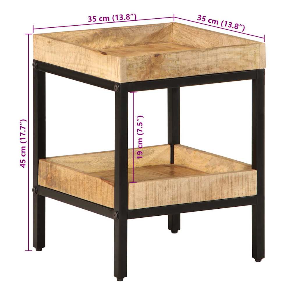 vidaXL Beistelltisch mit Regal Braun 35 x 35 x 45 cm Massivholz Mango