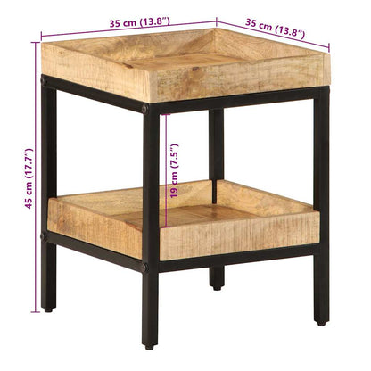 vidaXL Beistelltisch mit Regal Braun 35 x 35 x 45 cm Massivholz Mango