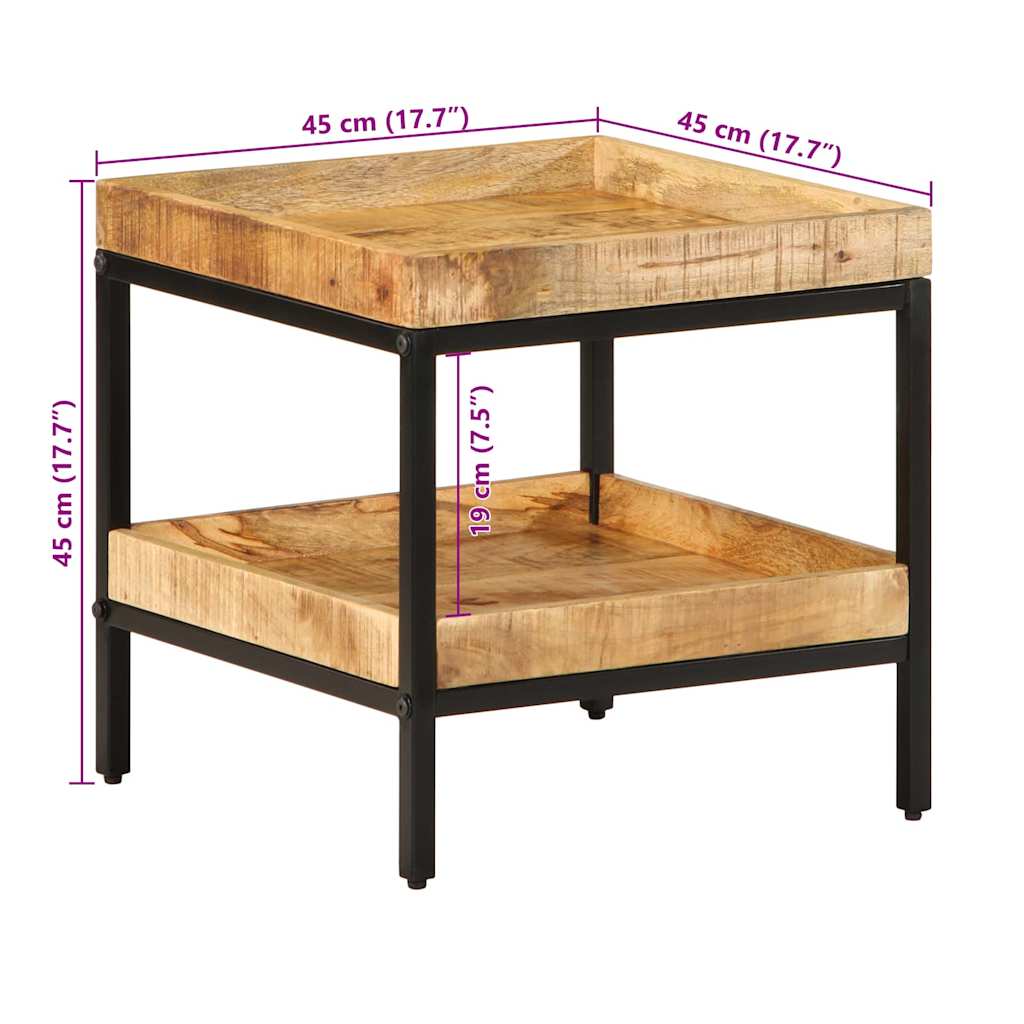 vidaXL Beistelltisch mit Regal Braun 45 x 45 x 45 cm Massivholz Mango