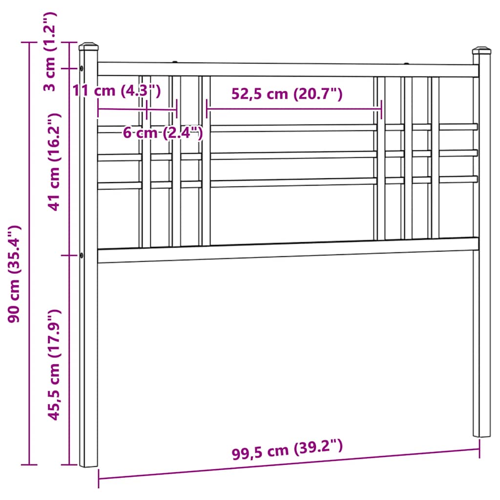 vidaXL Ersatz-Kopfteil Metall Schwarz 100 cm